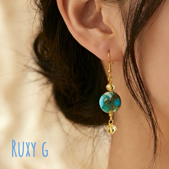 Made by RuxyG Jewelry - Swarovski and Stone  Earrings